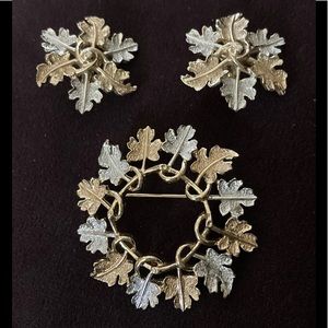 Sarah Coventry Vintage Silver & Gold Tone Brooch & Earrings Set